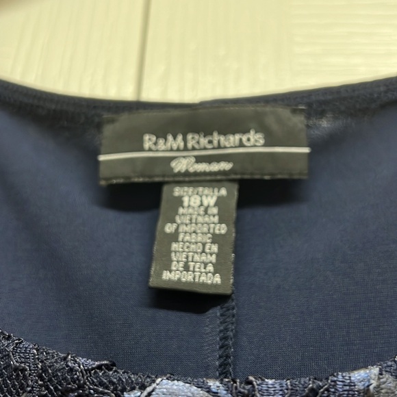 R&M Richards Midnight Blue Sleeveless Midi Dress Size 18W - Picture 3 of 4